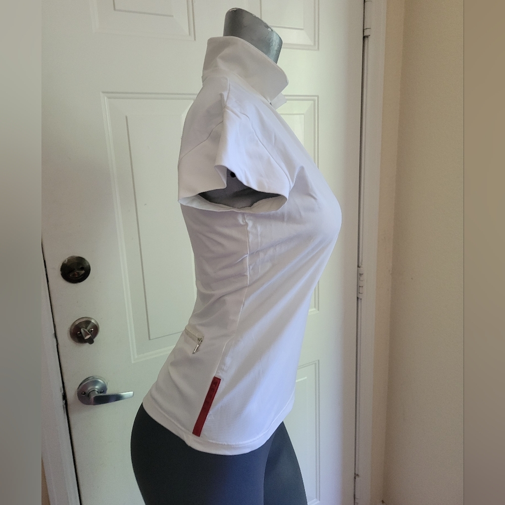 Prada Women's White Polo Shirt Tennis Golf Large